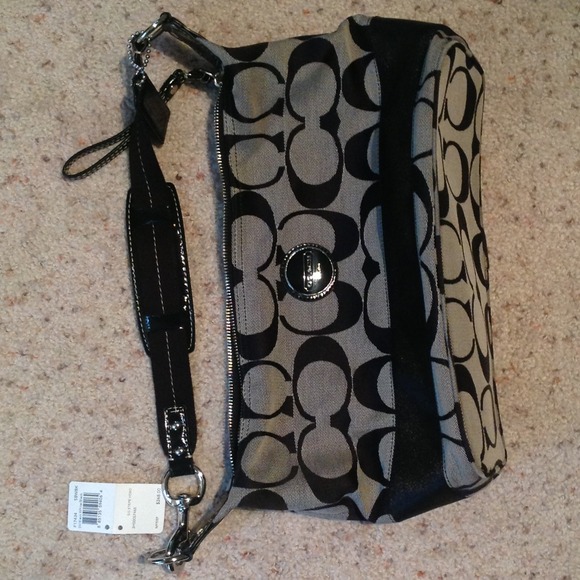 Coach NEW WITH TAG black/silver hobo handbag