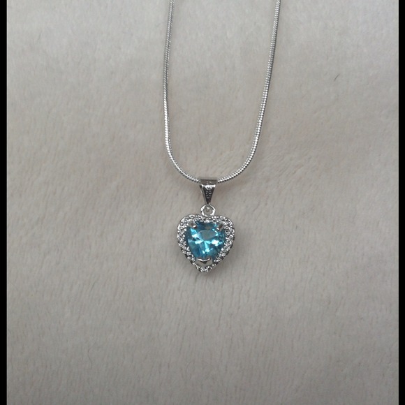 925 Sterling Silver Crystal Turquoise Necklace - Picture 2 of 4