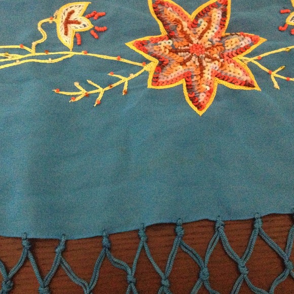 🚫sold🚫Bathing suit cover up blue sequence floral - Picture 4 of 4
