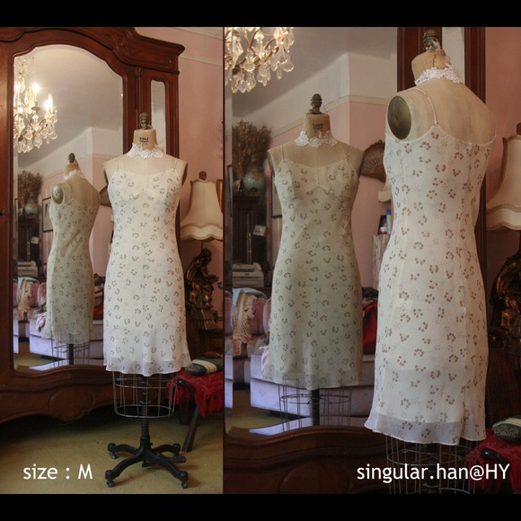 Ivory bias cut strip dress