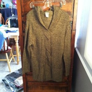 Multi color sweater & red bra