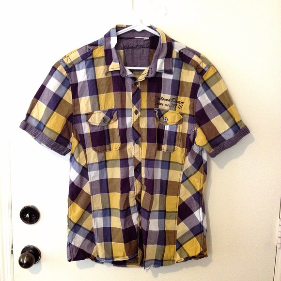 Bundle of four men's plaid shirts