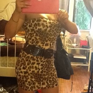 Leopard belted dress