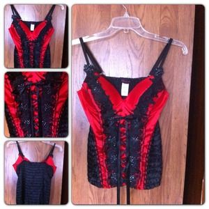 ⚠Reserved⚠Sexy red & black corset with sequins.