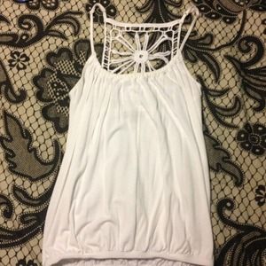 White tank with crotchet back