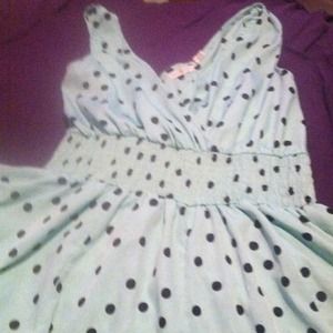 Mint Green Summer Dress with Black Polka Dots