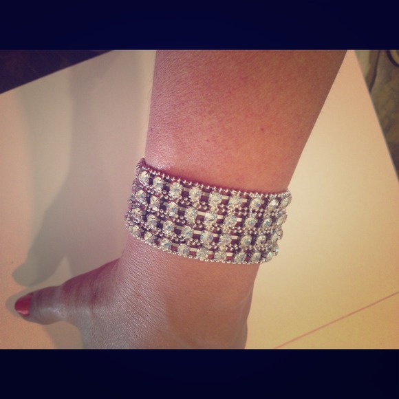 SILVER & CRYSTAL WIDE BRACELET