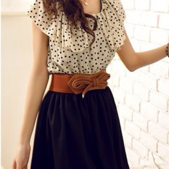 Dresses & Skirts - black polka dot with belt sell thru PP for $17