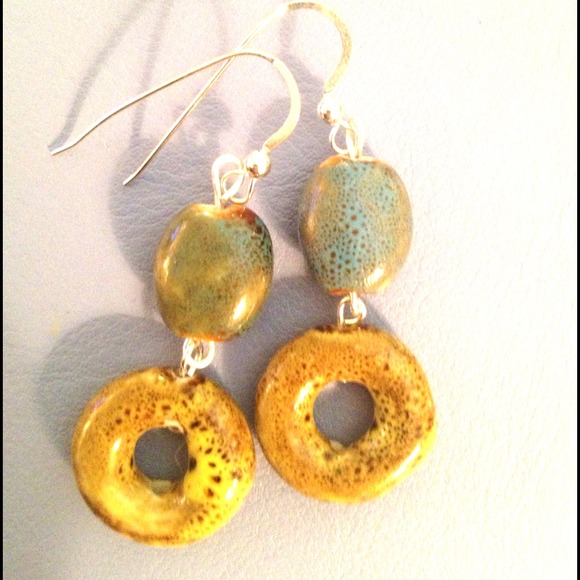 Ceramic And Sterling Earrings