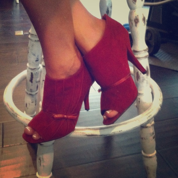 Suede red booties