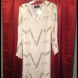 One of a Kind Ivory Sequin Dress