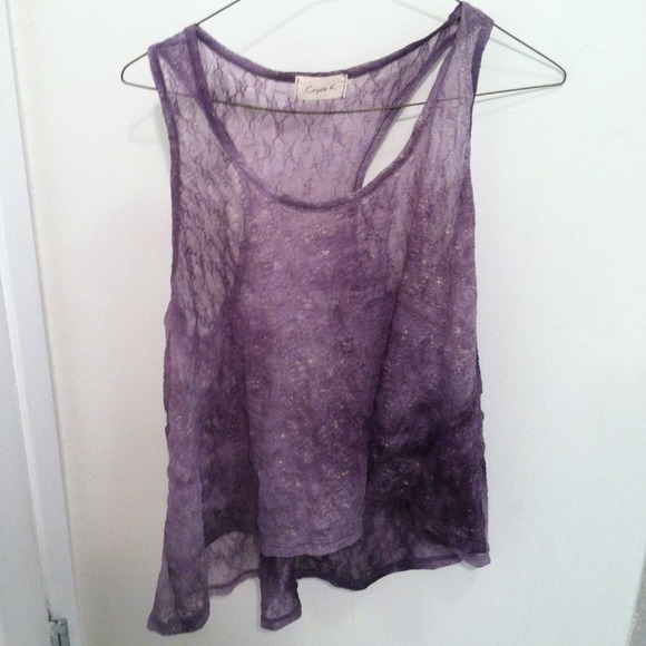 Purple and gold lace high-low top - Picture 2 of 4