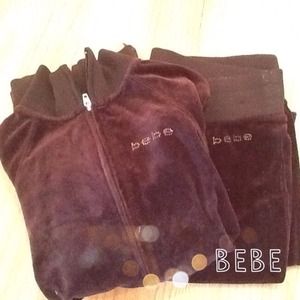 Bebe: Chocolate Brown Velour Tracksuit