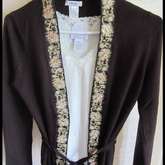 Cache Sweaters - NWOT. CACHE embellished cardigan size M.