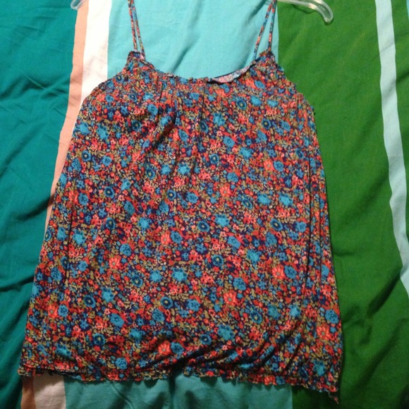 Navy multi color top