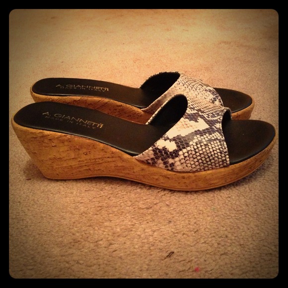 Faux snakeskin slides