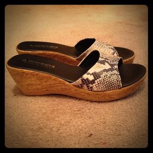 Faux snakeskin slides