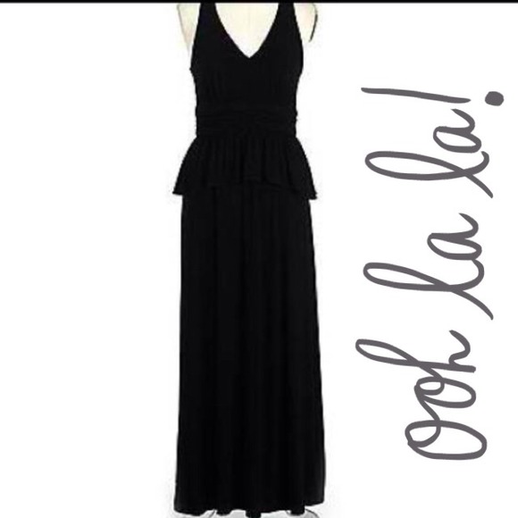 black peplum maxi dress