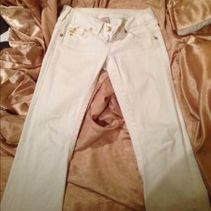 True Religion Joeys with Gold stitching