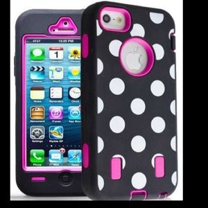 💗White polka dot Hot Pink iPhone 4S Case