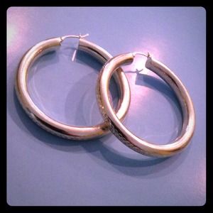 174) Sterling Silver Textured Hoops