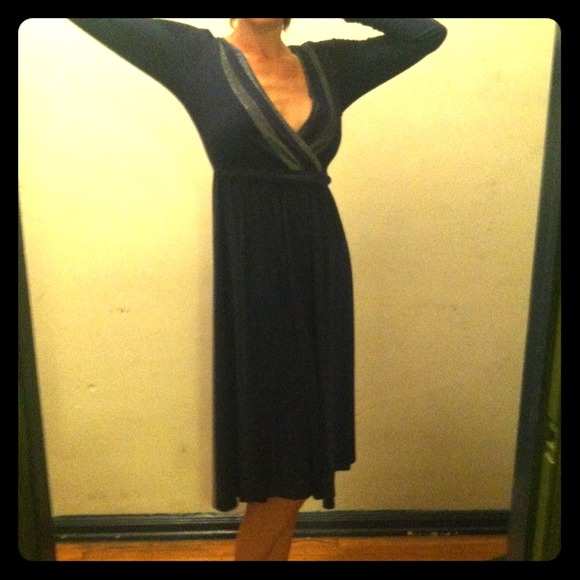 Navy blue mid-calf length dress