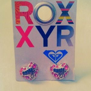Roxy Heart Pink & Silver Earrings
