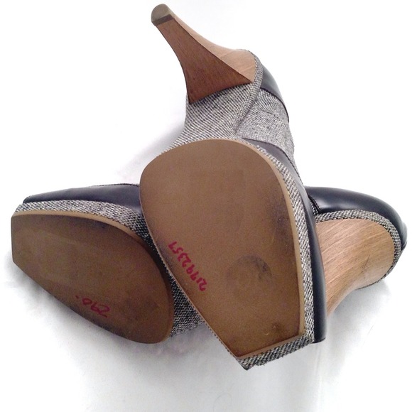 SALE Marni Tweed Brown Leather Trimmed Heels Shoes - Picture 4 of 4