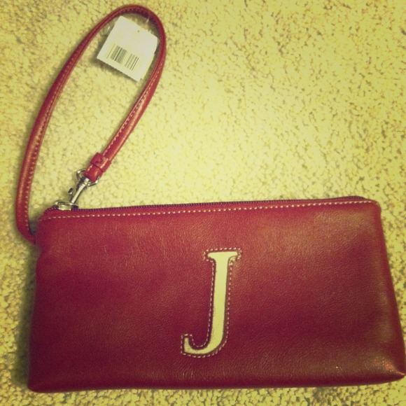 Liz Claiborne red letter J wristlet