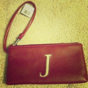 Liz Claiborne red letter J wristlet