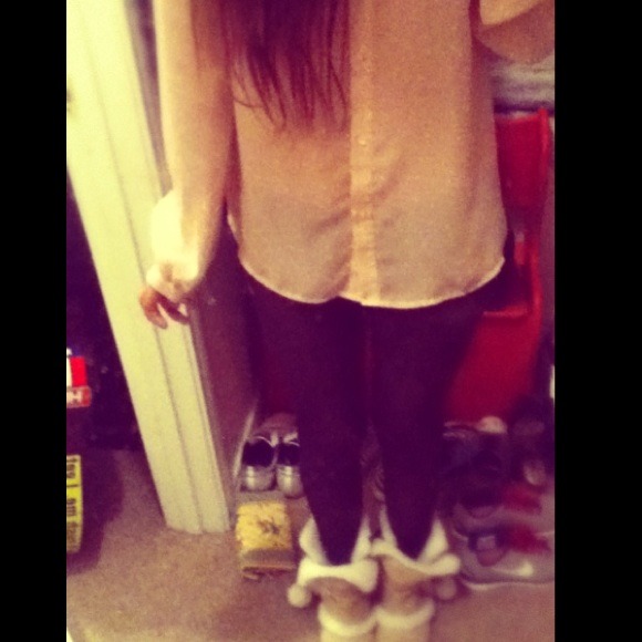 Pink shirt with white polka dots :D
