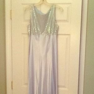 Baby Blue Satin & Sequin Dress