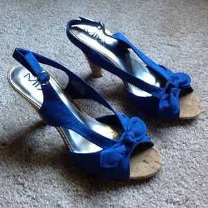 Mia Blue Peep Toe Heels Size 8M