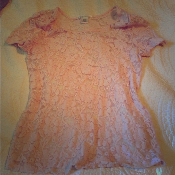 Pink lace mesh top