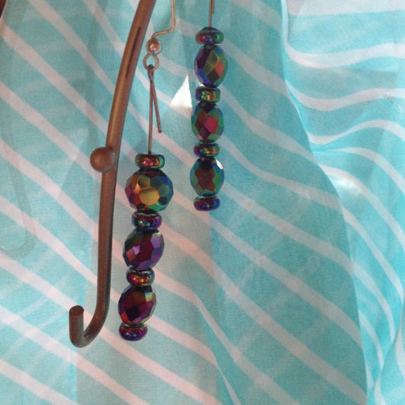 Disco/rainbow earrings.there homemade!