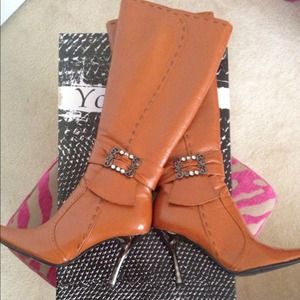 Cognac/Mustard Knee-Hi Boots