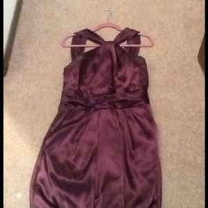 Purple knee length formal dress with pockets