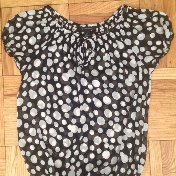 Reduced! INC sheer polka dot black & white top