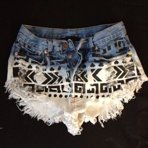 High waisted tribal print shorts
