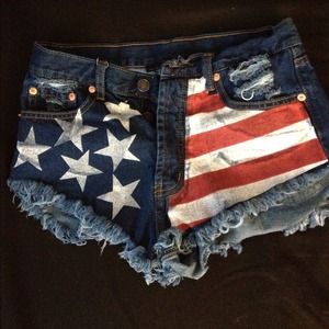 High waisted american flag shorts