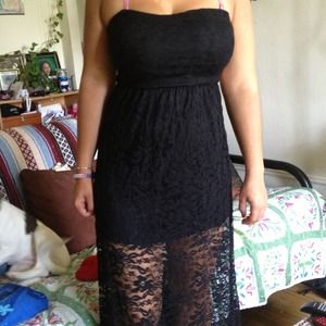 Long black lace dress, with peephole cutout!