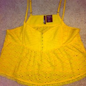 Yellow patterned design  tank top. PacSun.