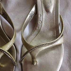 Low Heel Gold Leather dancing sandals- worn once