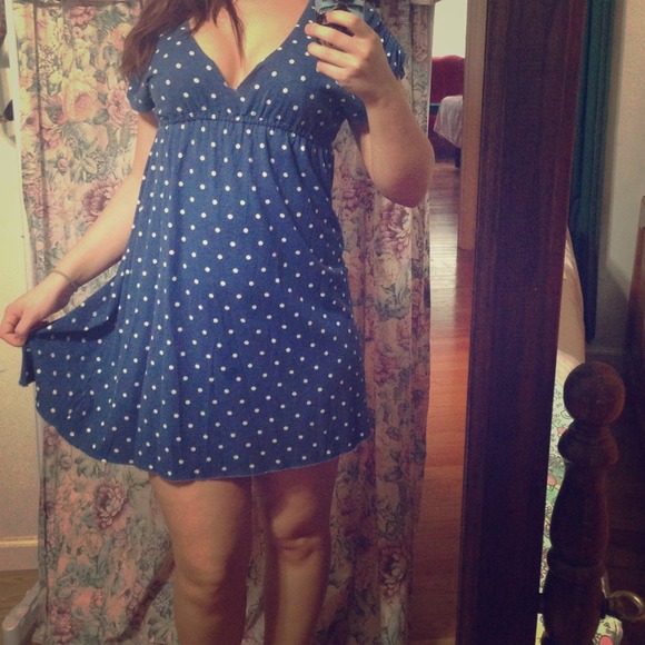 Blue polka dot dress