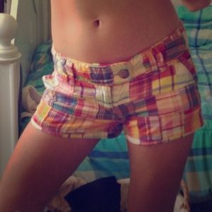 American Eagle Madras Plaid Shorts