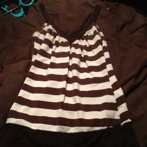 Medium cream and brown v neck tank top