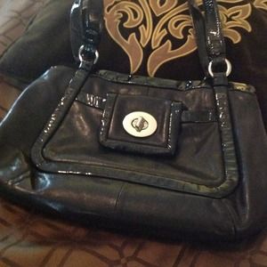Black leather coach purse