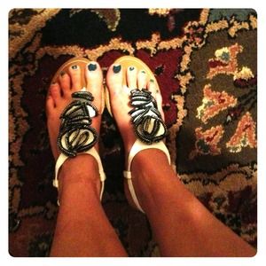 White Sandals w/ Cork bottoms