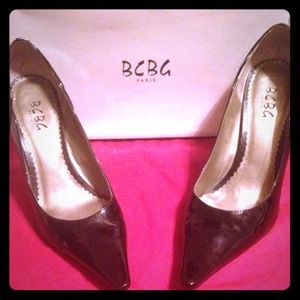 BCBG Black Patent pumps