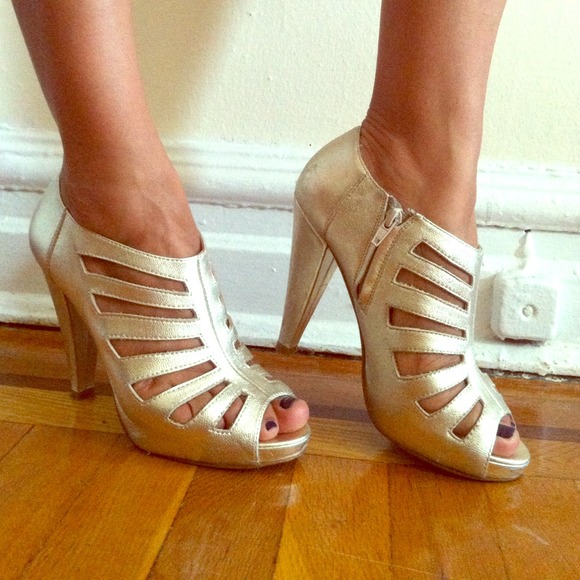 Gold Steve Madden caged heels